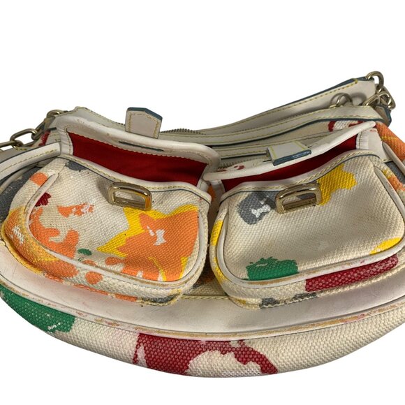 HTF Vintage DOONEY BOURKE Double Pocket Front Graffiti Shoulder Bag + Charm - Picture 5 of 16